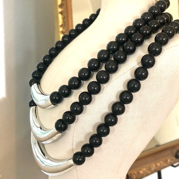 Vintage Designer ALEXIS KIRK Modernist Black Statement Necklace - Picture 7 of 16